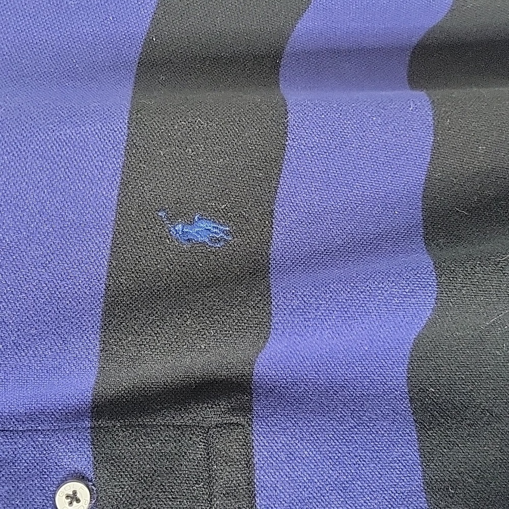 RALPH‎ LAUREN POLO GOLF Blue and Black Striped Polo Shirt XL - Picture 3 of 6
